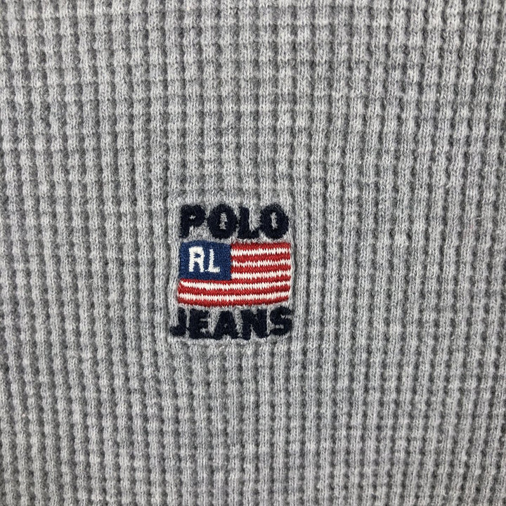 Ralph Lauren Polo Jeans Company Thermal Long T-Shirt, Waffle, Men's Size L cotton gray type Vintage Second Hand