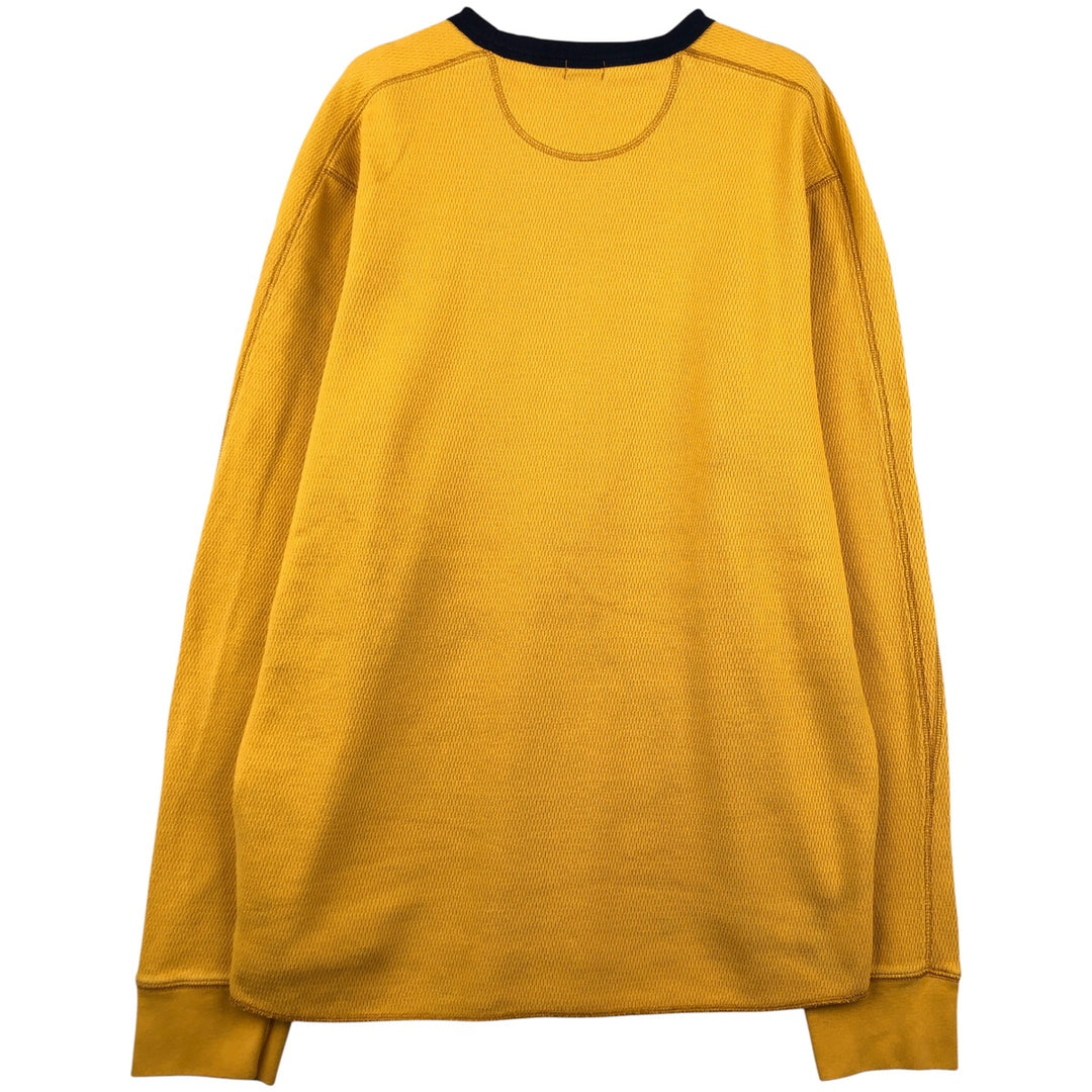 Vintage 90'S J.Crew Thermal Long T-shirt, Honeycomb, Men's XL cotton yellow type Vintage Second Hand