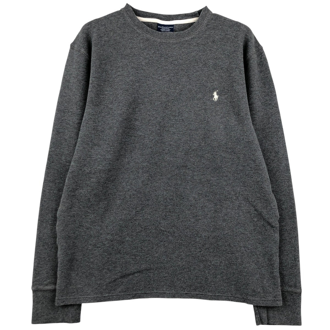 Ralph Lauren POLO RALPH LAUREN SLEEPWEAR Thermal Long T-shirt Waffle Men's L size cotton gray type Vintage Second Hand