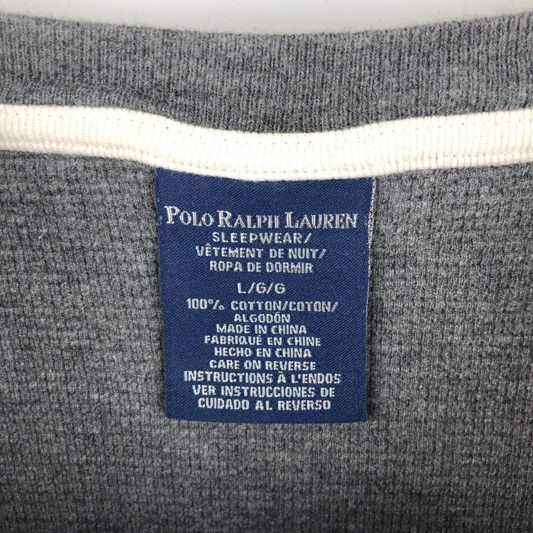 Ralph Lauren POLO RALPH LAUREN SLEEPWEAR Thermal Long T-shirt Waffle Men's L size cotton gray type Vintage Second Hand