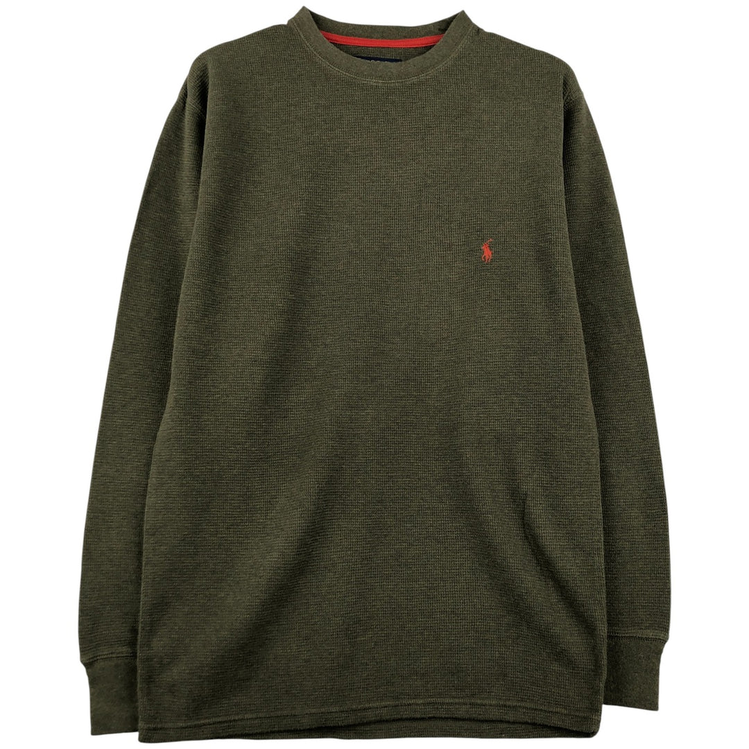 Ralph Lauren POLO RALPH LAUREN Thermal Long T-shirt Waffle Men's M size cotton Khaki type Vintage Second Hand