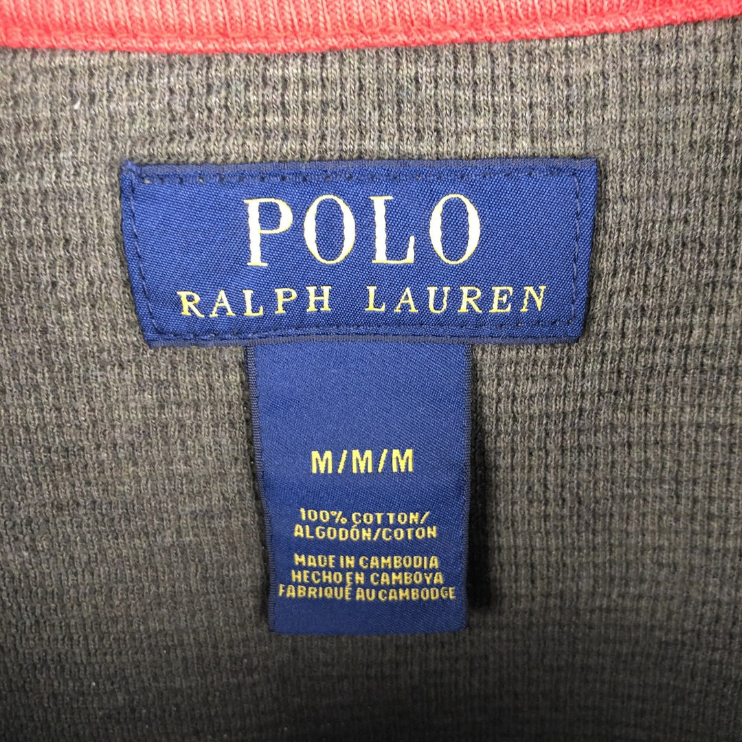 Ralph Lauren POLO RALPH LAUREN Thermal Long T-shirt Waffle Men's M size cotton Khaki type Vintage Second Hand
