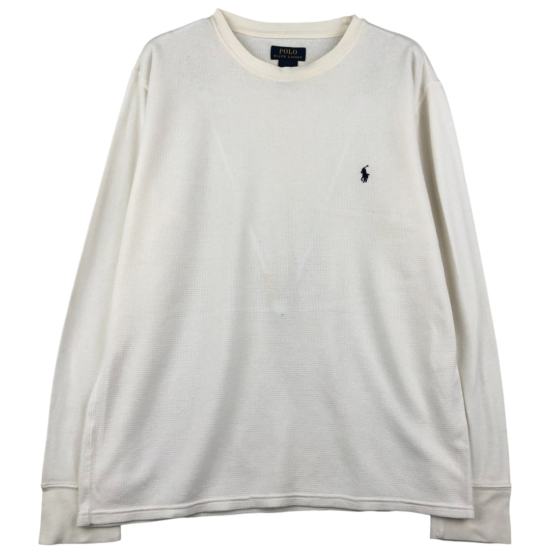 Ralph Lauren POLO RALPH LAUREN Thermal Ron T Waffle Men's L size cotton white type Vintage Second Hand