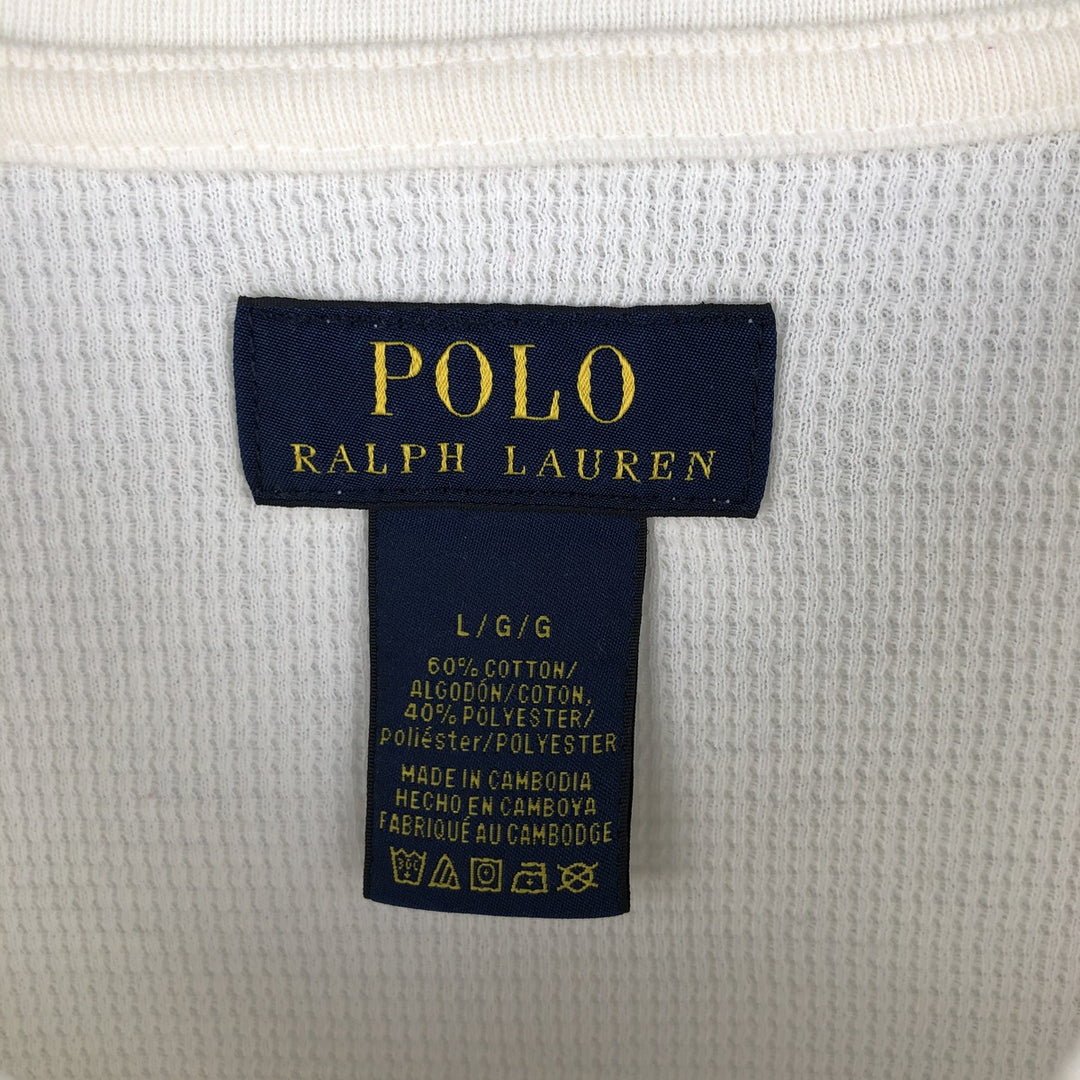 Ralph Lauren POLO RALPH LAUREN Thermal Ron T Waffle Men's L size cotton white type Vintage Second Hand