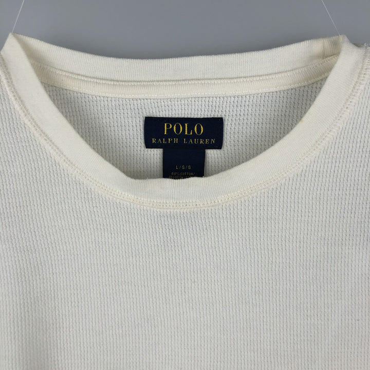 Ralph Lauren POLO RALPH LAUREN Thermal Ron T Waffle Men's L size cotton white type Vintage Second Hand