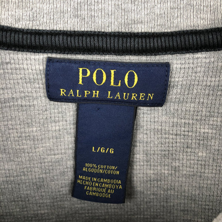 Ralph Lauren POLO RALPH LAUREN Thermal Ron T Waffle Men's L size cotton gray type Vintage Second Hand