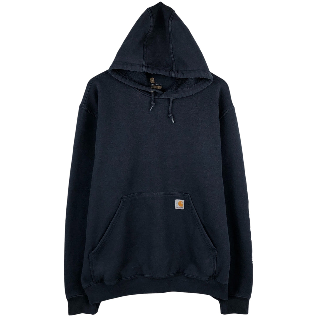 Carhartt ORIGINAL FIT sweatshirt pullover hoodie, men's size L cotton navy blue type Vintage Second Hand