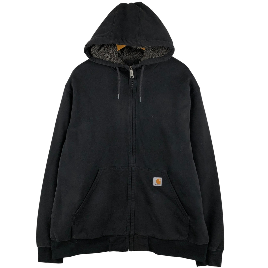 Carhartt Sweat Full Zip Hoodie Men's XL cotton black type Vintage Second Hand