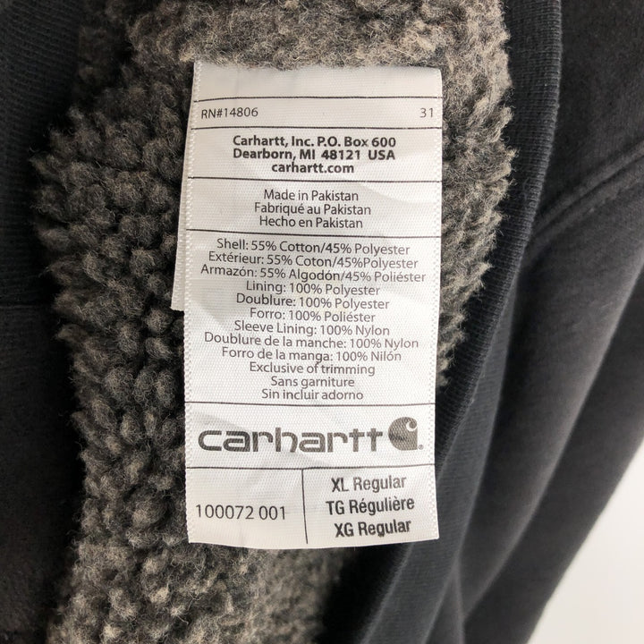 Carhartt Sweat Full Zip Hoodie Men's XL cotton black type Vintage Second Hand