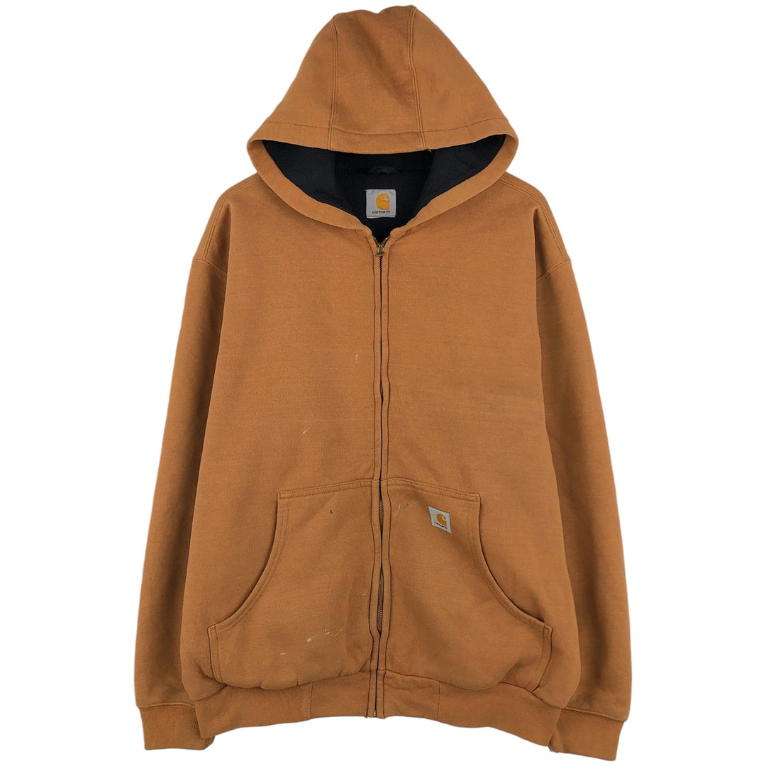 Carhartt Sweat Full Zip Hoodie Men's XXL unclear beige type brown Vintage Second Hand