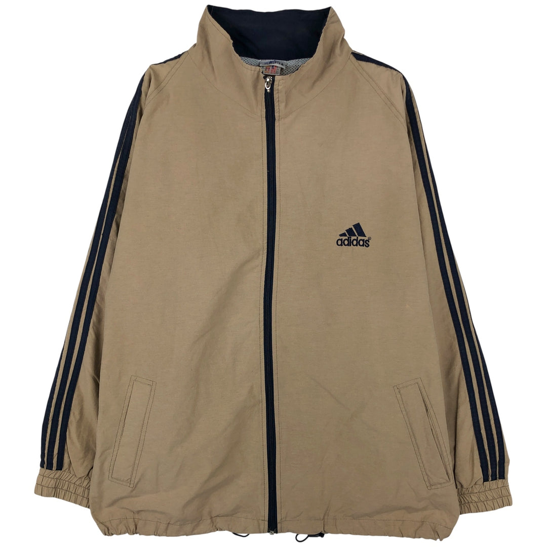 90s-00'S Adidas Back Logo 3-Line Cotton Jacket, Men's Size L cotton beige type brown Vintage Second Hand
