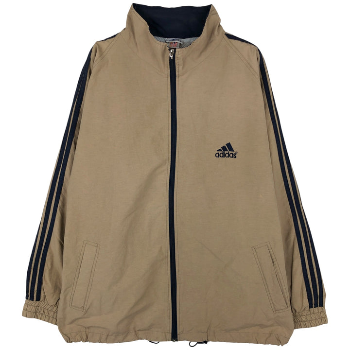 90s-00'S Adidas Back Logo 3-Line Cotton Jacket, Men's Size L cotton beige type brown Vintage Second Hand