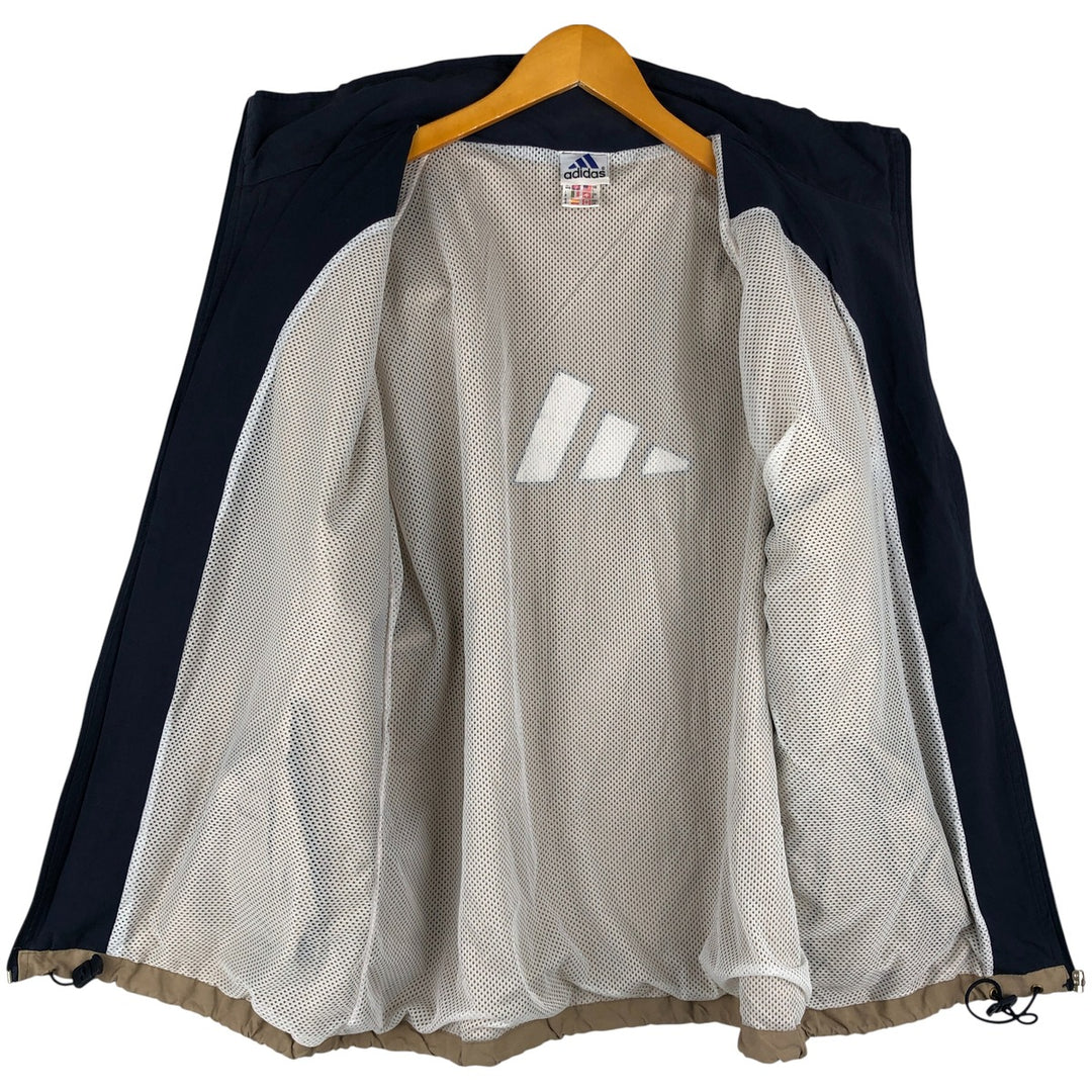 90s-00'S Adidas Back Logo 3-Line Cotton Jacket, Men's Size L cotton beige type brown Vintage Second Hand