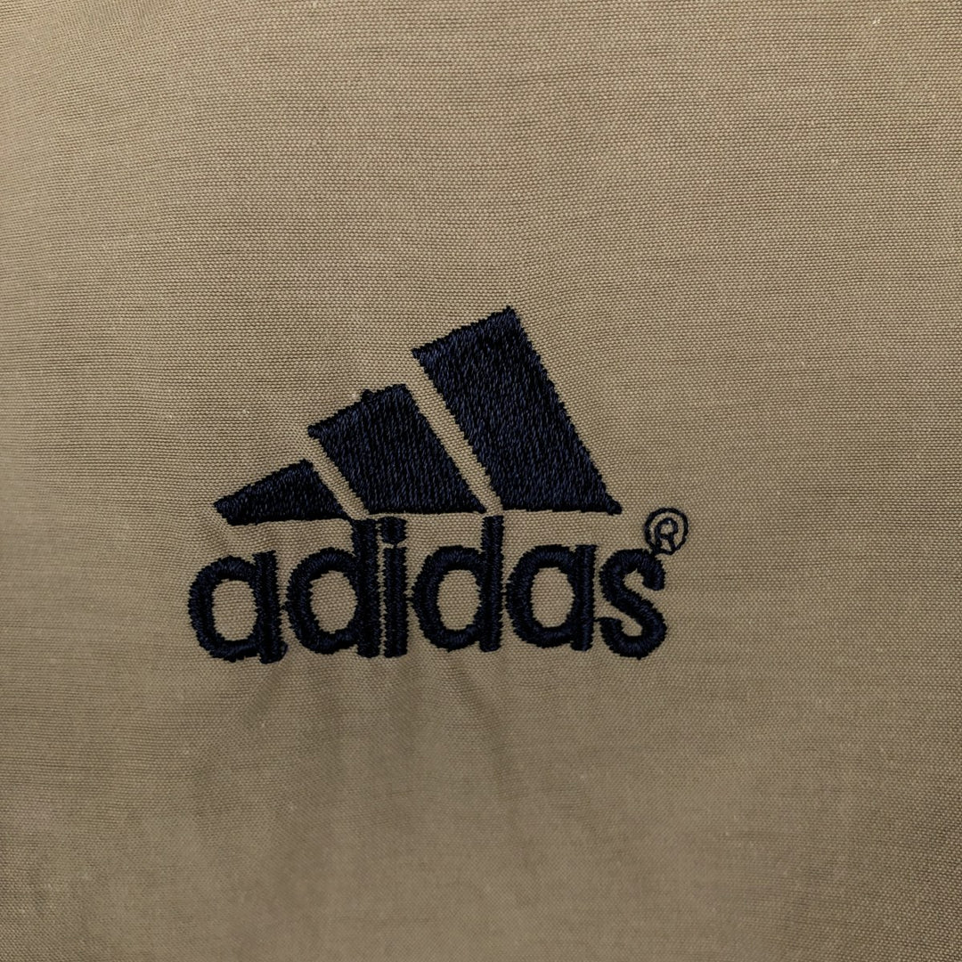 90s-00'S Adidas Back Logo 3-Line Cotton Jacket, Men's Size L cotton beige type brown Vintage Second Hand