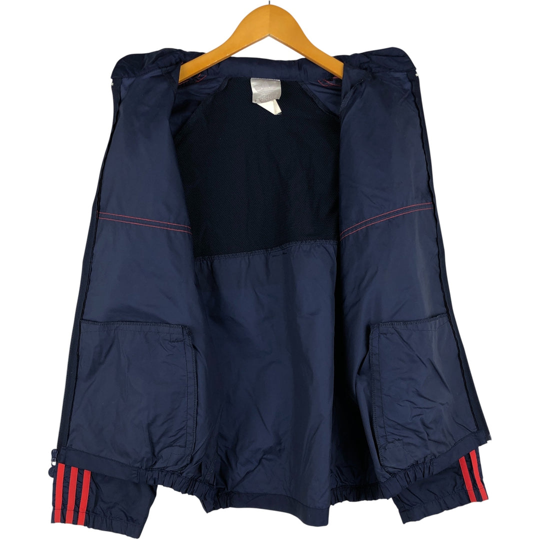 Vintage 1980'S Adidas Trefoil logo three-stripe nylon jacket, men's size L Nylon navy blue type Vintage Second Hand