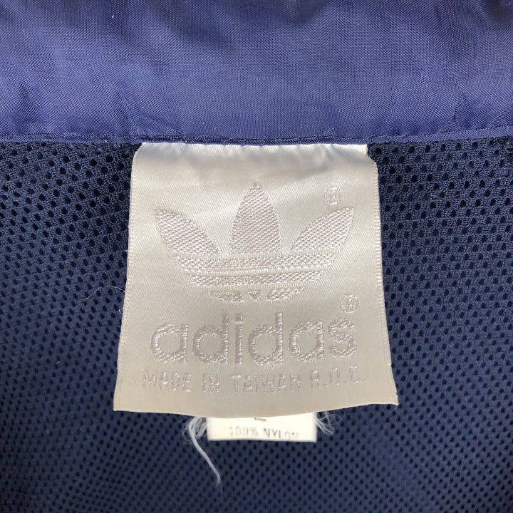 Vintage 1980'S Adidas Trefoil logo three-stripe nylon jacket, men's size L Nylon navy blue type Vintage Second Hand