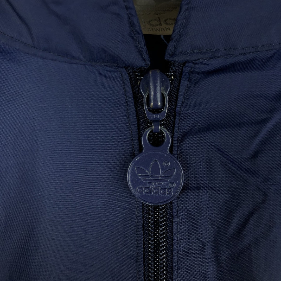 Vintage 1980'S Adidas Trefoil logo three-stripe nylon jacket, men's size L Nylon navy blue type Vintage Second Hand