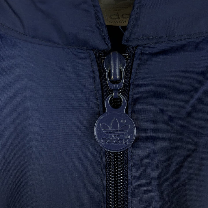 Vintage 1980'S Adidas Trefoil logo three-stripe nylon jacket, men's size L Nylon navy blue type Vintage Second Hand