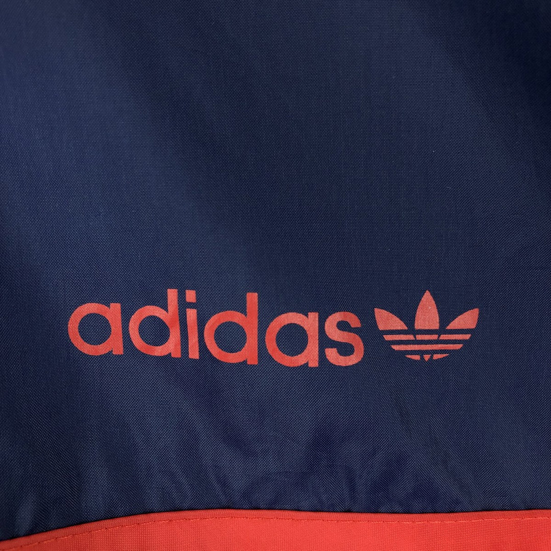 Vintage 1980'S Adidas Trefoil logo three-stripe nylon jacket, men's size L Nylon navy blue type Vintage Second Hand