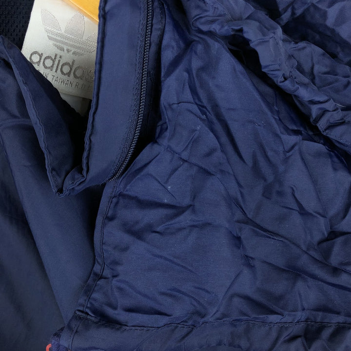 Vintage 1980'S Adidas Trefoil logo three-stripe nylon jacket, men's size L Nylon navy blue type Vintage Second Hand