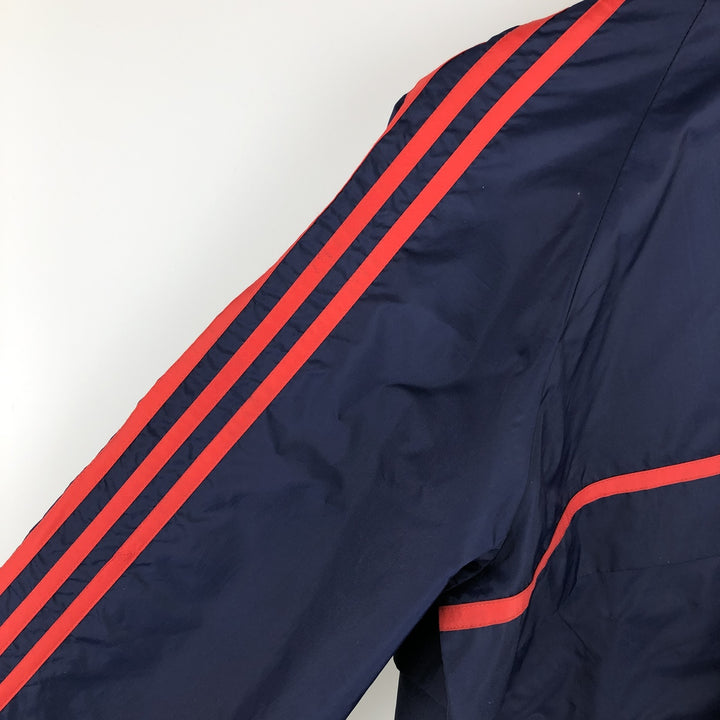 Vintage 1980'S Adidas Trefoil logo three-stripe nylon jacket, men's size L Nylon navy blue type Vintage Second Hand