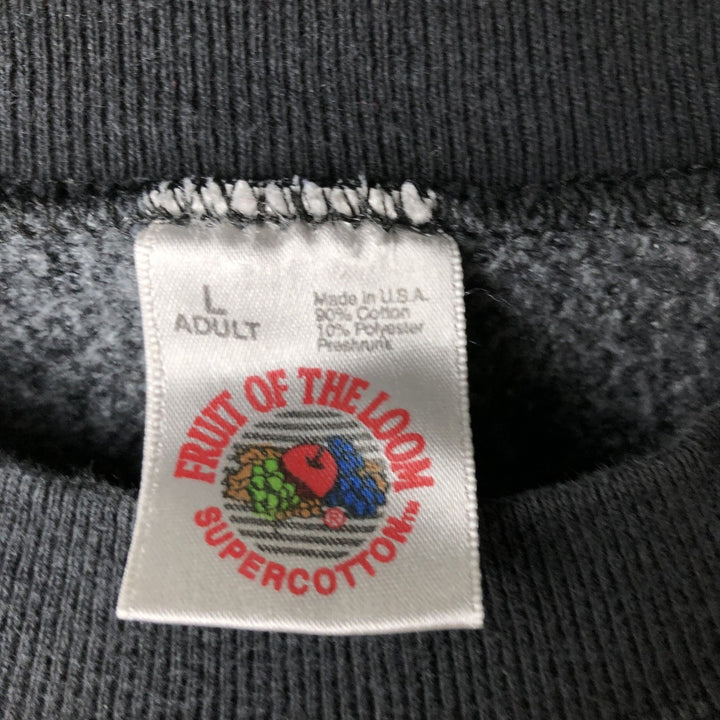 90'S Fruit of the Loom Sweatshirt, Made in USA, Men's L, Vintage cotton black type Vintage Second Hand