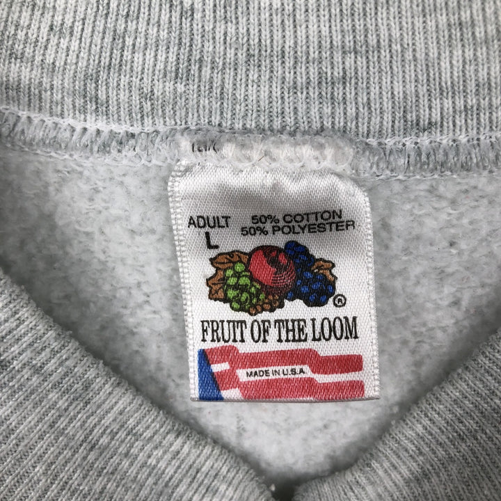 90'S Fruit of the Loom printed sweatshirt, made in the USA, men's size L, vintage cotton gray type Vintage Second Hand