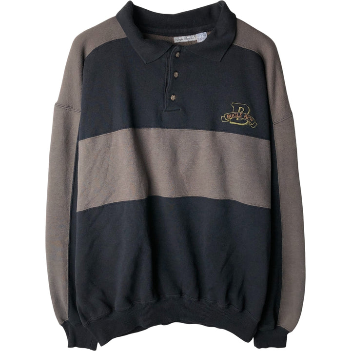 Bugle Boy Collared Sweatshirt, Men's Size L polyester Khaki type Vintage Second Hand