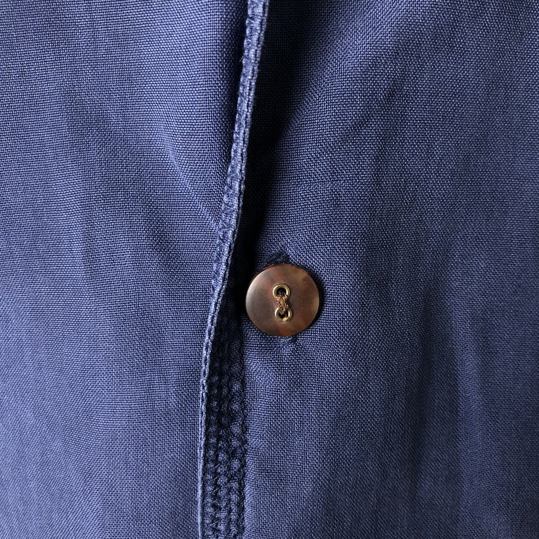 CITY Short Sleeve Open Collar Silk Shirt, Box Shirt, Men's Size L silk blue type Vintage Second Hand