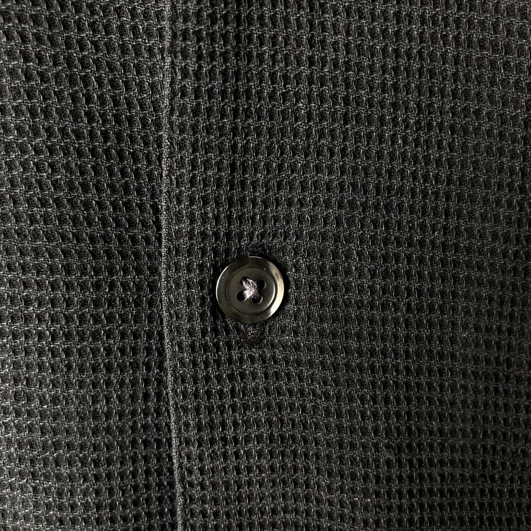 Perry Ellis short-sleeved open-collar silk shirt, men's size S silk black type Vintage Second Hand