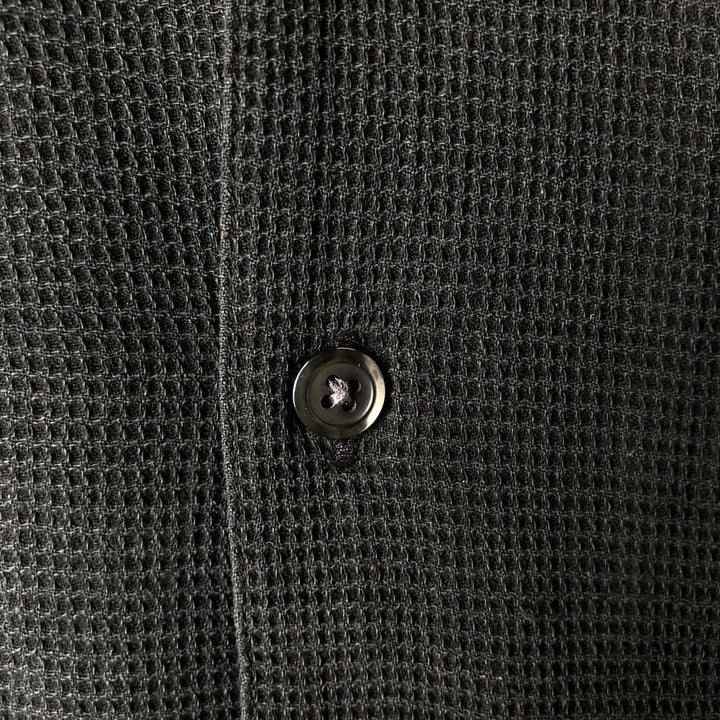 Perry Ellis short-sleeved open-collar silk shirt, men's size S silk black type Vintage Second Hand