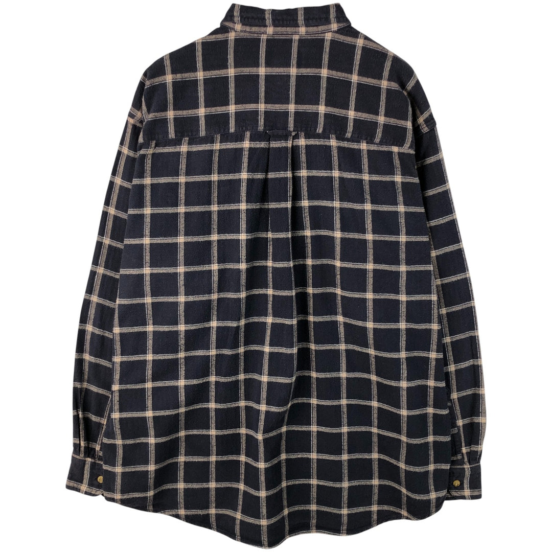 Ralph Lauren CHAPS long-sleeved button-down light flannel check shirt, men's size XL cotton navy blue type Vintage Second Hand