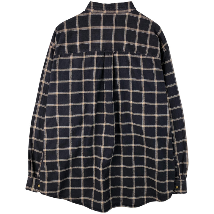 Ralph Lauren CHAPS long-sleeved button-down light flannel check shirt, men's size XL cotton navy blue type Vintage Second Hand