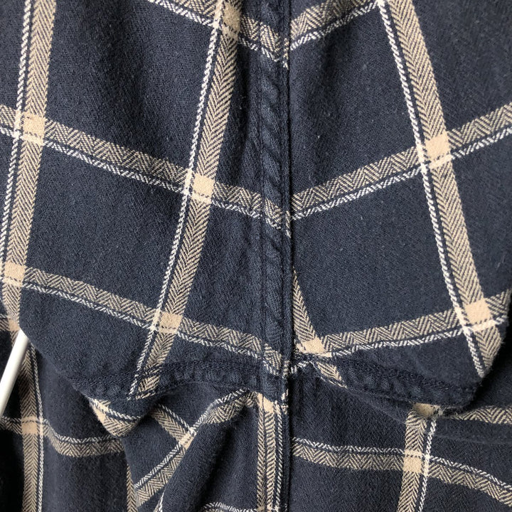 Ralph Lauren CHAPS long-sleeved button-down light flannel check shirt, men's size XL cotton navy blue type Vintage Second Hand