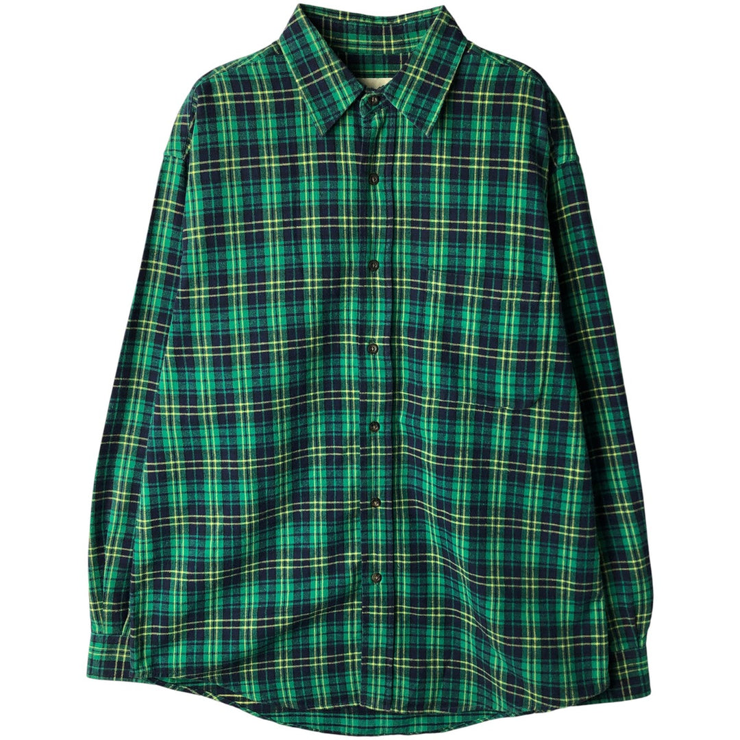 2000'S Eddie Bauer Light Flannel Check Shirt, Men's Size Medium cotton green type Vintage Second Hand