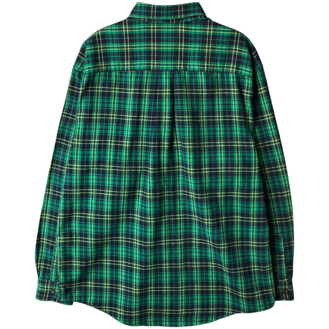2000'S Eddie Bauer Light Flannel Check Shirt, Men's Size Medium cotton green type Vintage Second Hand