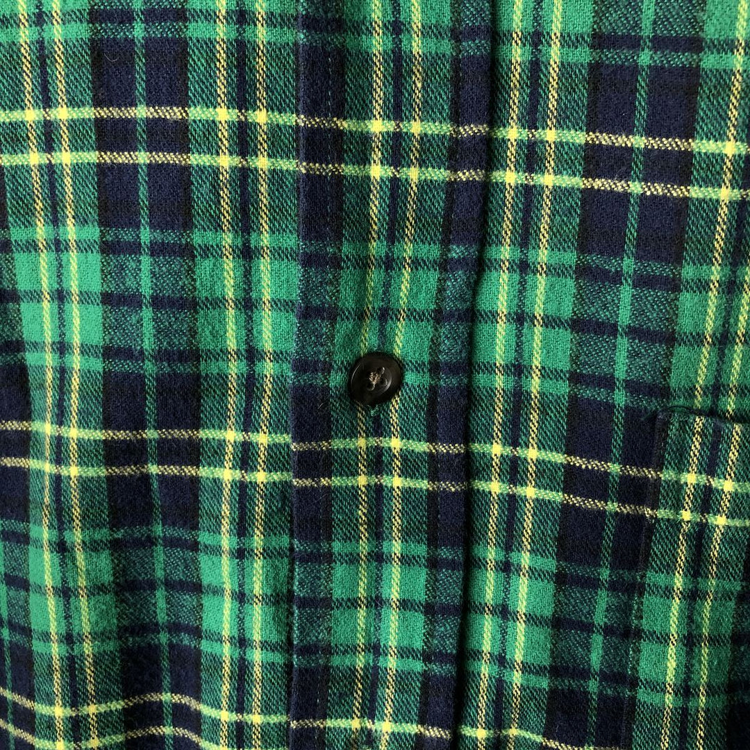 2000'S Eddie Bauer Light Flannel Check Shirt, Men's Size Medium cotton green type Vintage Second Hand
