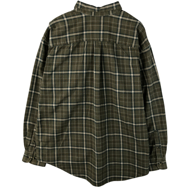 90s-00'S Cabela's Long Sleeve Button-Down Light Flannel Check Shirt, Men's Size L, Vintage cotton green type Vintage Second Hand