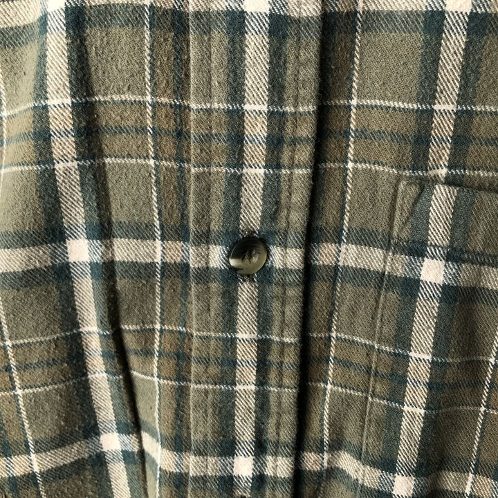 90s-00'S Cabela's Long Sleeve Button-Down Light Flannel Check Shirt, Men's Size L, Vintage cotton green type Vintage Second Hand