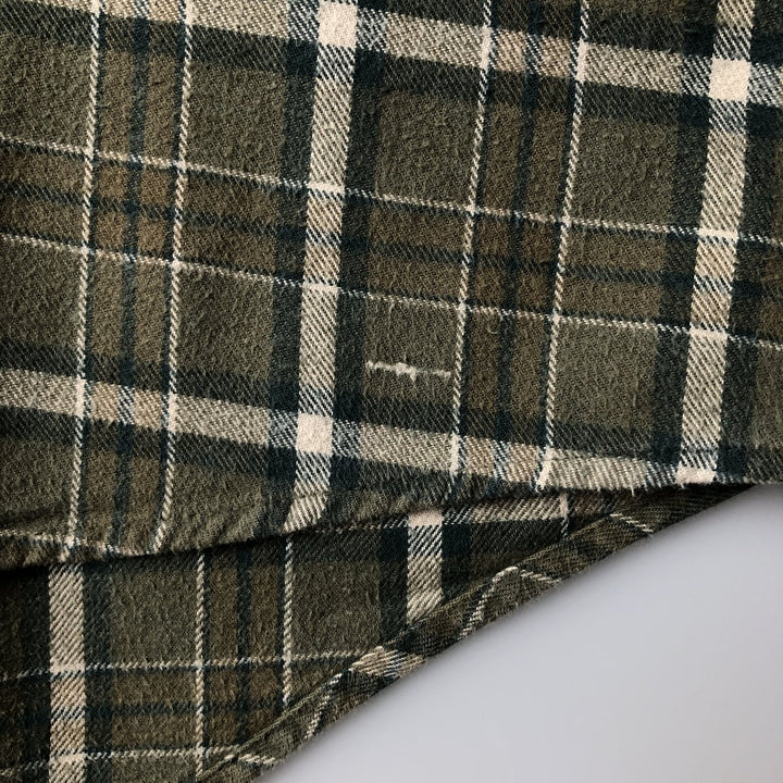 90s-00'S Cabela's Long Sleeve Button-Down Light Flannel Check Shirt, Men's Size L, Vintage cotton green type Vintage Second Hand