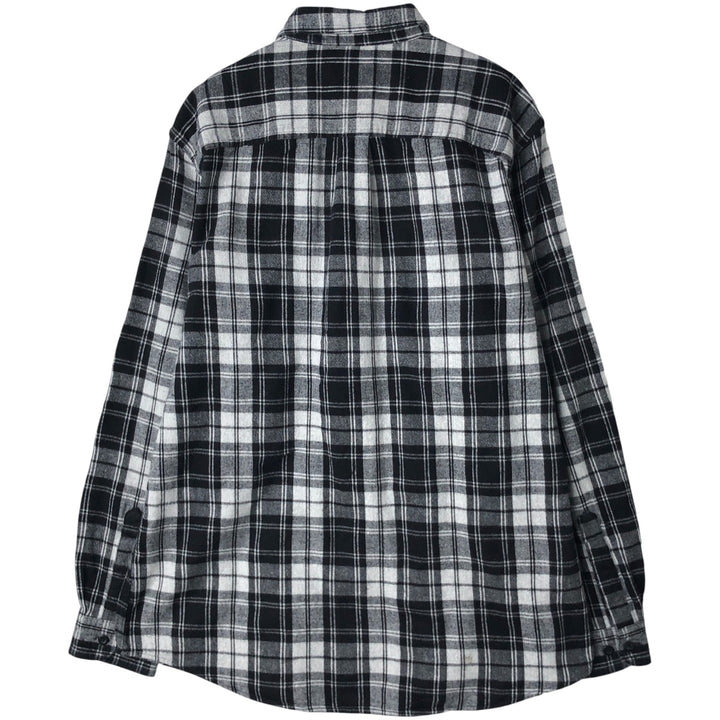 90s-00'S Vintage LLBean Long Sleeve Button-Down Light Flannel Check Shirt, Men's Size L cotton gray type Vintage Second Hand