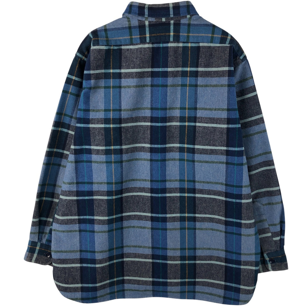90s-00'S Vintage LLBean Long Sleeve Flannel Check Shirt, Men's Size L cotton blue type Vintage Second Hand