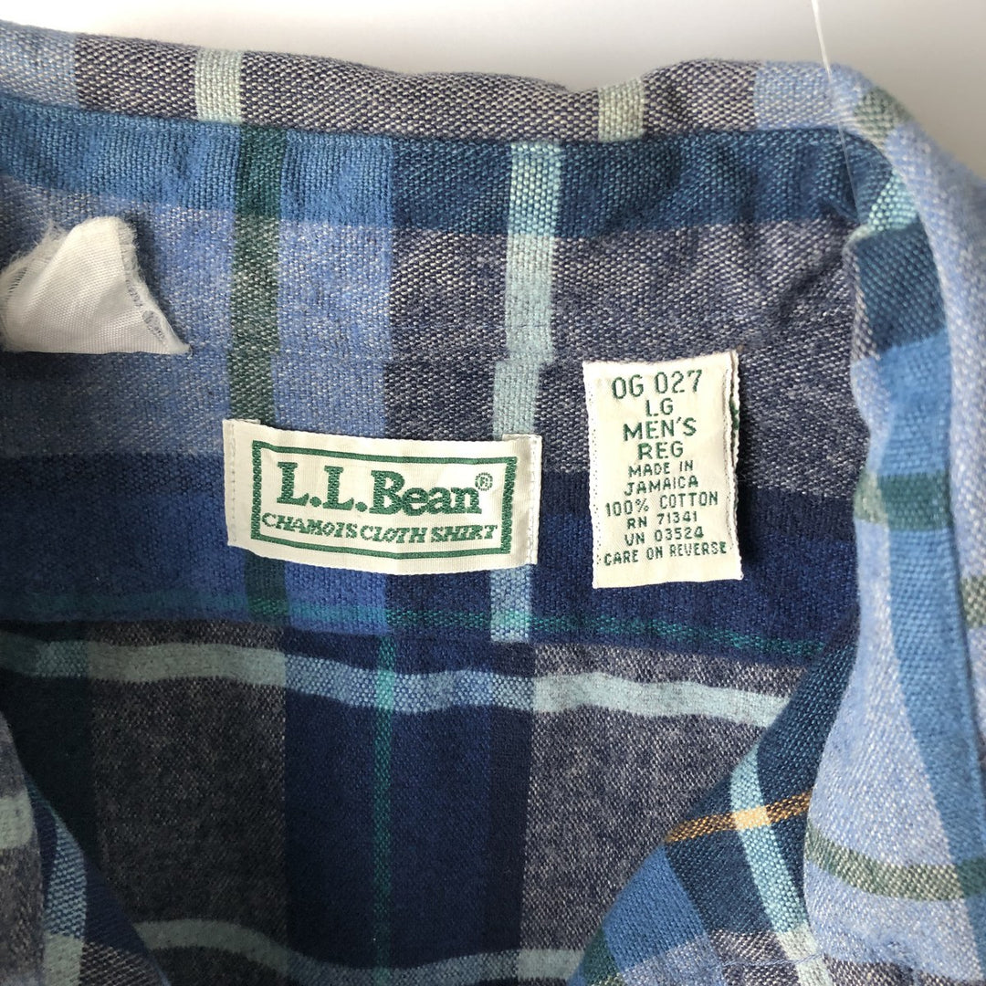 90s-00'S Vintage LLBean Long Sleeve Flannel Check Shirt, Men's Size L cotton blue type Vintage Second Hand