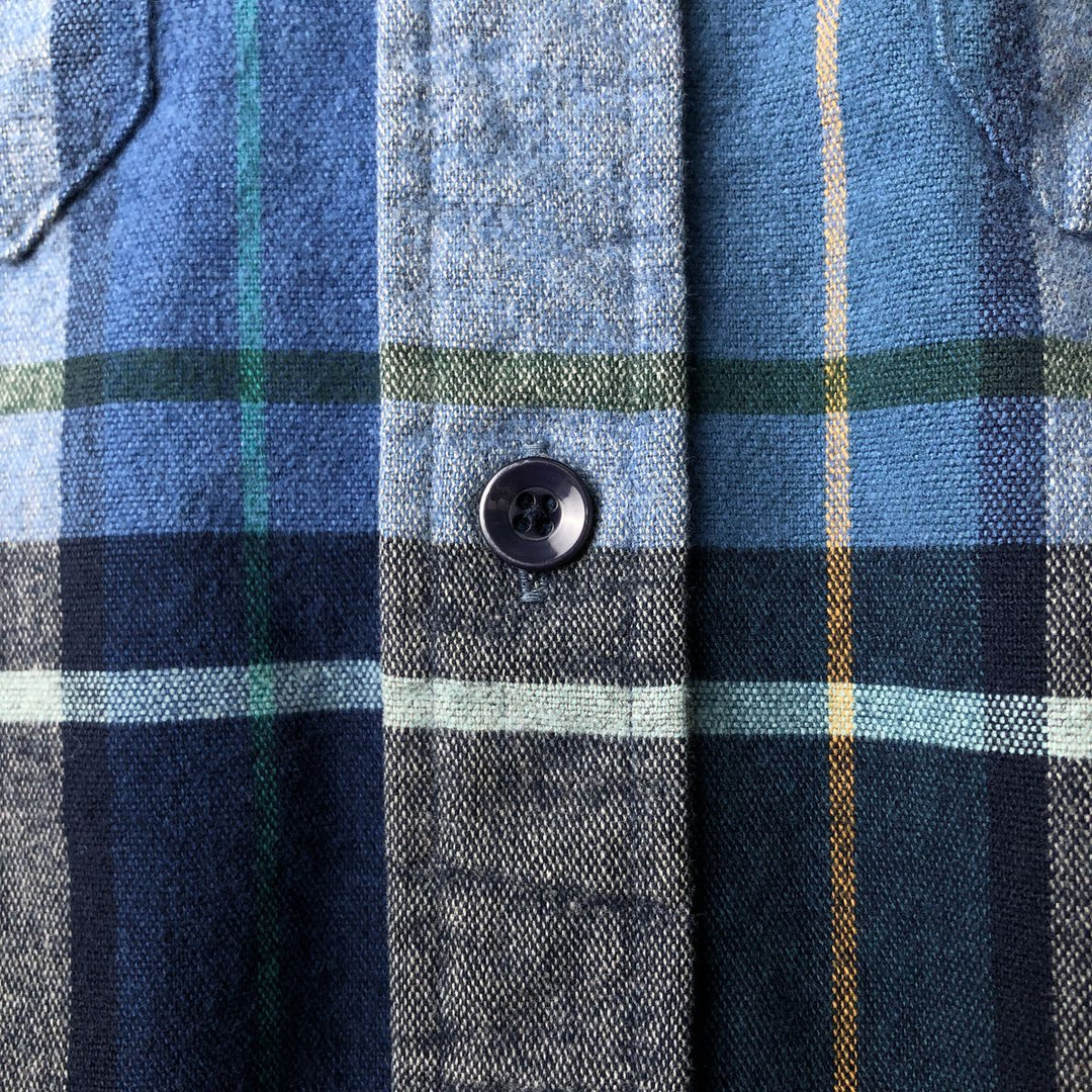 90s-00'S Vintage LLBean Long Sleeve Flannel Check Shirt, Men's Size L cotton blue type Vintage Second Hand