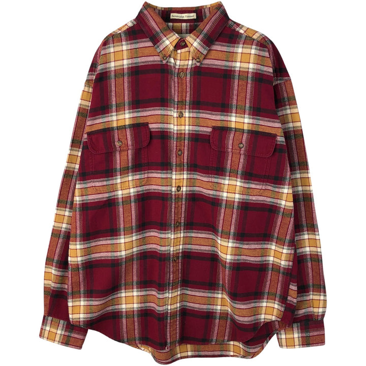 Vintage Eddie Bauer Light Flannel Check Shirt, Long Sleeve, Button-Down, Men's Size XL cotton red type Vintage Second Hand