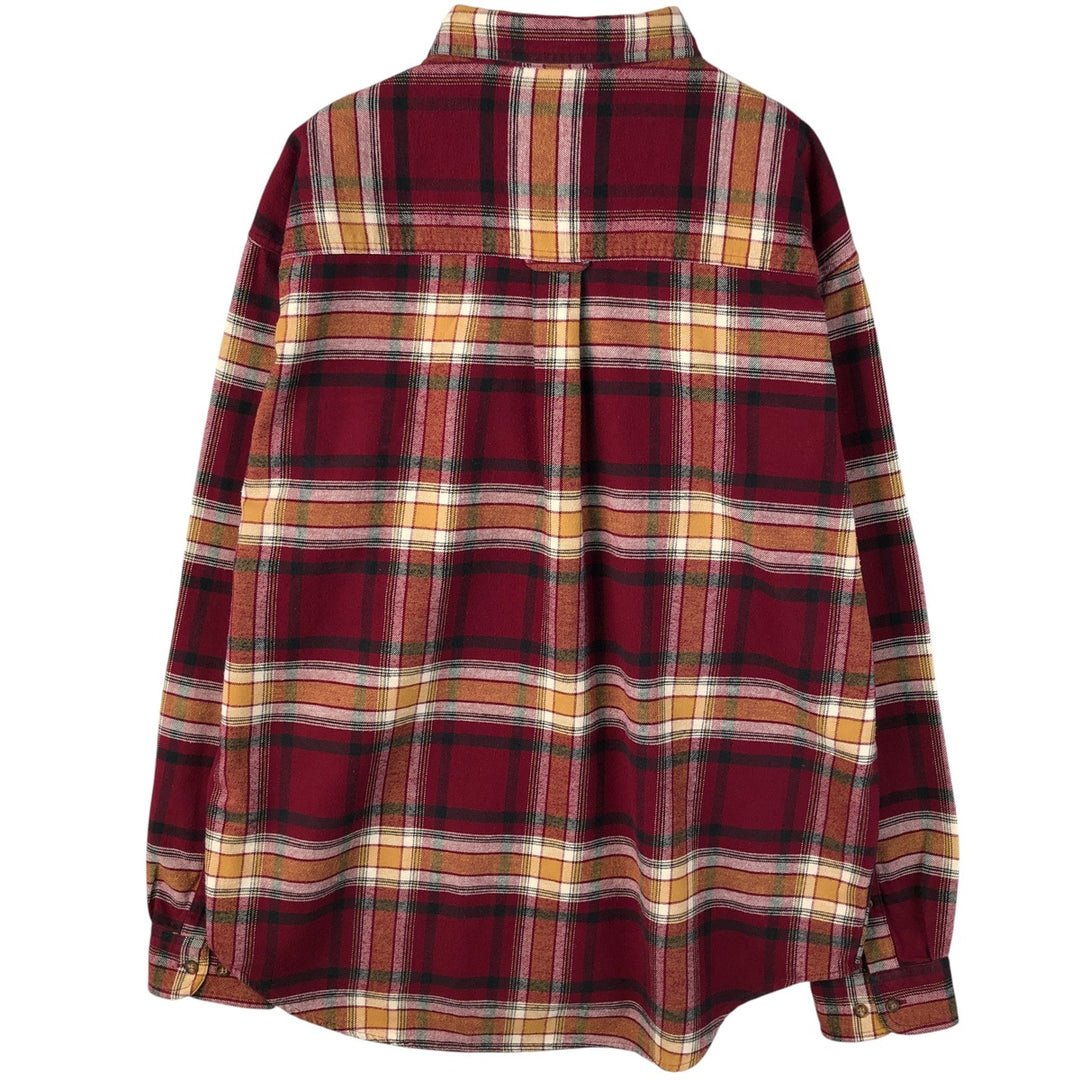 Vintage Eddie Bauer Light Flannel Check Shirt, Long Sleeve, Button-Down, Men's Size XL cotton red type Vintage Second Hand
