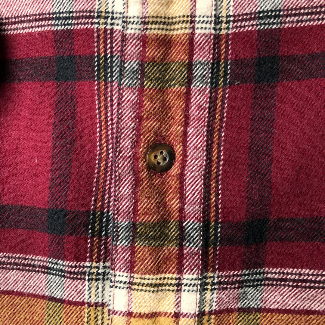 Vintage Eddie Bauer Light Flannel Check Shirt, Long Sleeve, Button-Down, Men's Size XL cotton red type Vintage Second Hand