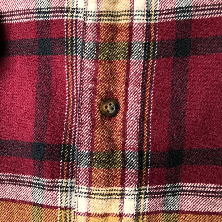 Vintage Eddie Bauer Light Flannel Check Shirt, Long Sleeve, Button-Down, Men's Size XL cotton red type Vintage Second Hand