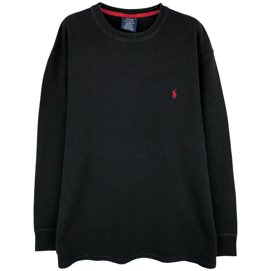 Ralph Lauren POLO RALPH LAUREN SLEEPWEAR Thermal Long T-shirt Waffle Men's XXL cotton black type Vintage Second Hand