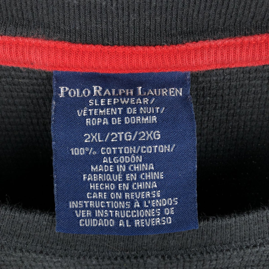 Ralph Lauren POLO RALPH LAUREN SLEEPWEAR Thermal Long T-shirt Waffle Men's XXL cotton black type Vintage Second Hand